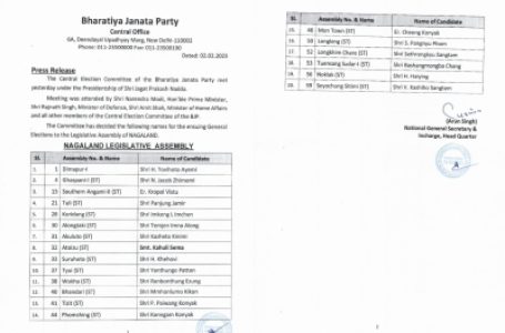 नागालैंड विधानसभा चुनाव: बीजेपी एनडीपीपी के साथ गठबंधन कर 60 में से 20 सीटों पर लड़ेगी चुनाव