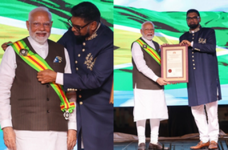 पीएम नरेंद्र मोदी को गुयाना के सर्वोच्च नागरिक सम्मान ‘ऑर्डर ऑफ एक्सीलेंस’ से नवाजा गया
