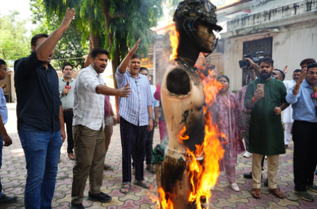 भारत-पाकिस्तान क्रिकेट मैच का ‘आप’ ने किया विरोध, पाकिस्तानी क्रिकेटर का पुतला फूंका