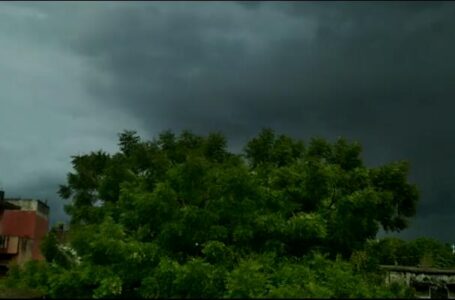 Monsoon clouds over an east Uttar Pradesh town