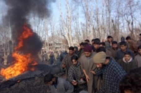 Scene of Indian fighter jet crash in Badgam district of Kashmir on Wenesday
