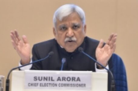 CEC Sunil Arora announcing LS poll schedule in New Delhi on Sunday