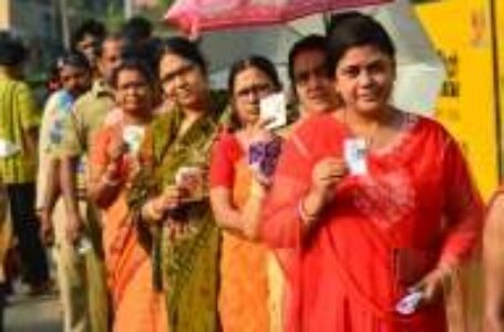 Women in queue for casting vote in sixth phase of Lok Sabha  polls on Sunday