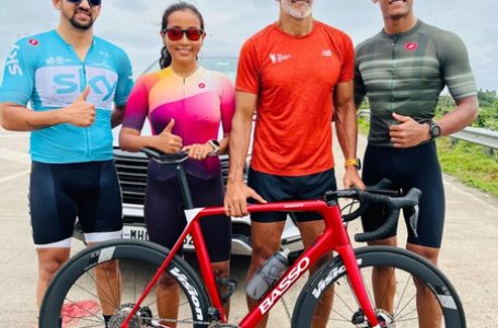 Milind Soman completes the triathlon challenge in Kolhapur with wife Ankita Konwar