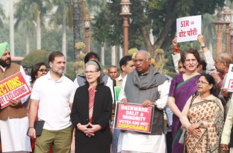 Oppn stages protest in Parliament premises, Rahul and Priyanka lead charge over SIR